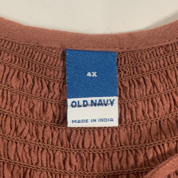 Old Navy 4X Plus Waist Defined Crinkle Textured Long Sleeve Midi Dress Smocked - Picture 4 of 12